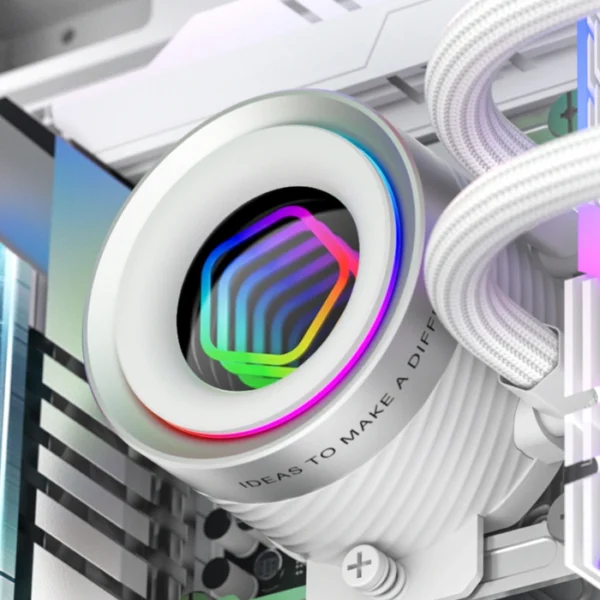 ID-COOLING FX 240 INF ARGB White — Enfriamiento Líquido AiO 240mm, Daisy-Chained Fans, socket LGA1851/1700-AM5/AM4, blanco - Imagen 2