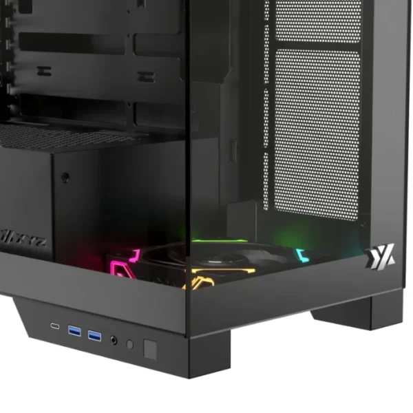XYZ Trifecta Black — Caja ATX, 2 Fans ARGB, controlador, 1x USB Tipo-C, negro - Imagen 5