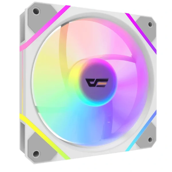 DarkFlash DM12 Pro White — Fan 120mm ARGB, 4Pin PWM, 5V3Pin A-RGB, blanco - Imagen 2