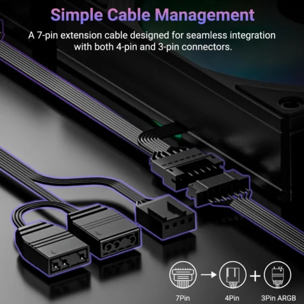 ID-COOLING FX 360 INF ARGB Black — Enfriamiento Líquido AiO 360mm, Daisy-Chained Fans, socket LGA1851/1700-AM5/AM4, negro - Imagen 5