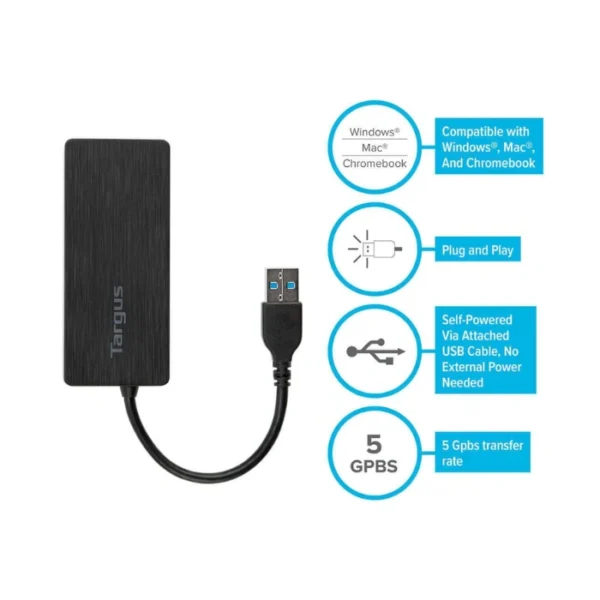 Targus USB 3.0 4 Port Hub — Hub de 4 puertos USB 3.0 - Imagen 4