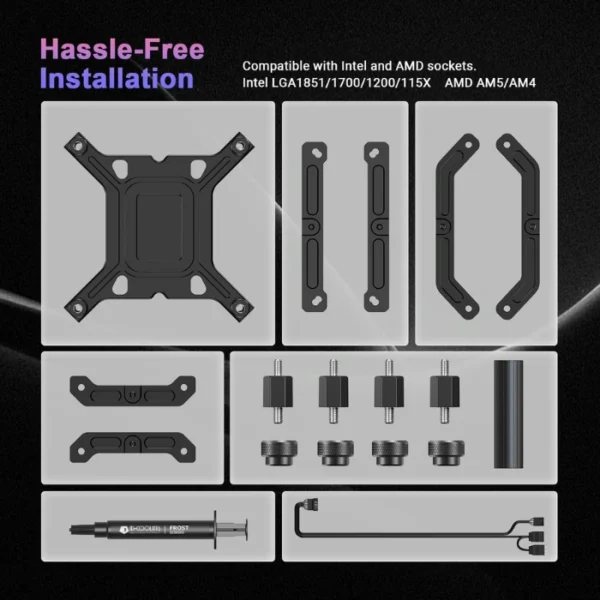 ID-COOLING FX 360 INF ARGB Black — Enfriamiento Líquido AiO 360mm, Daisy-Chained Fans, socket LGA1851/1700-AM5/AM4, negro - Imagen 7