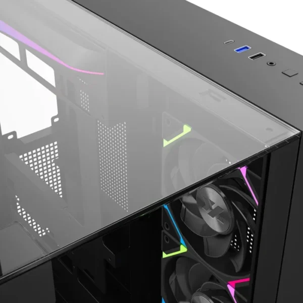 XYZ Tesseract A-RGB Black — Caja ATX, 4 Fans ARGB, negro - Imagen 6