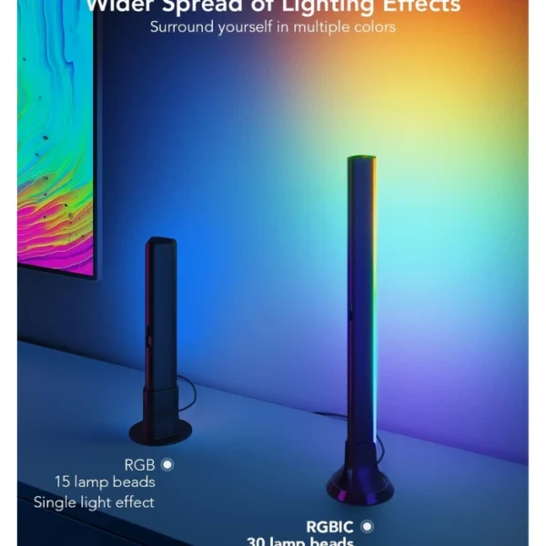 Govee RGBIC TV Light Bars —  15", Para TVs 45-70", Trabaja con Alexa y Google Assistant, negro - Imagen 3