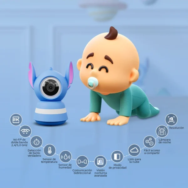 Nexxt Baby monitor Stitch Edition — Monitor inteligente Wi-Fi PTZ para bebé - Imagen 3