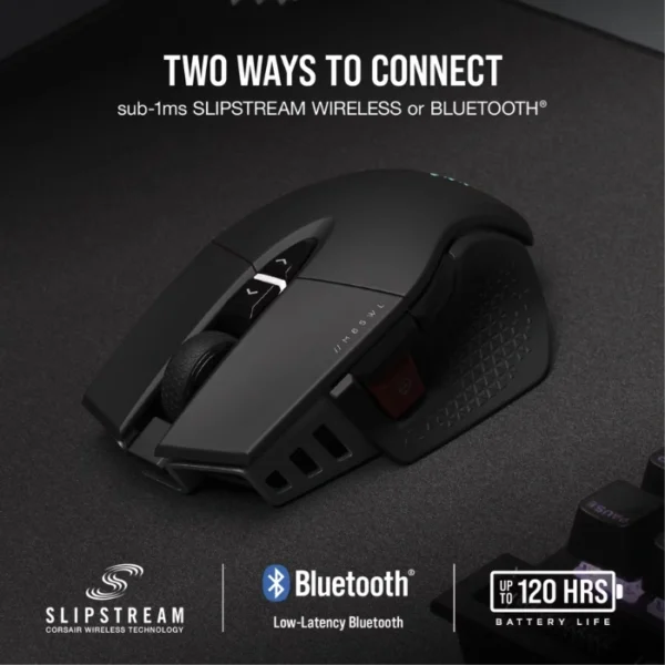 Corsair M65 RGB ULTRA Wireless — Mouse inalámbrico, Sub-1ms Slipstream, Bluetooth, 26,000 DPI, Negro - Imagen 3