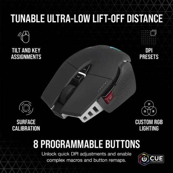 Corsair M65 RGB ULTRA Wireless — Mouse inalámbrico, Sub-1ms Slipstream, Bluetooth, 26,000 DPI, Negro - Imagen 5