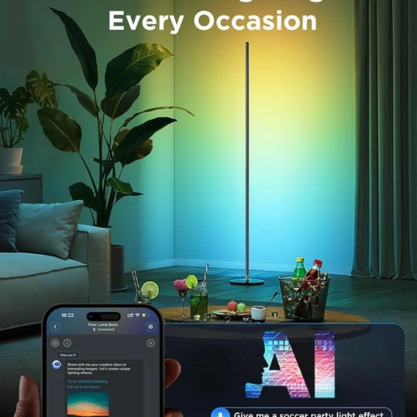 Govee RGBIC Floor Lamp Basic — Lámpara LED, compatible con Alexa, 1000 lúmenes, sincronización musical, 16 millones de colores, negro - Imagen 5