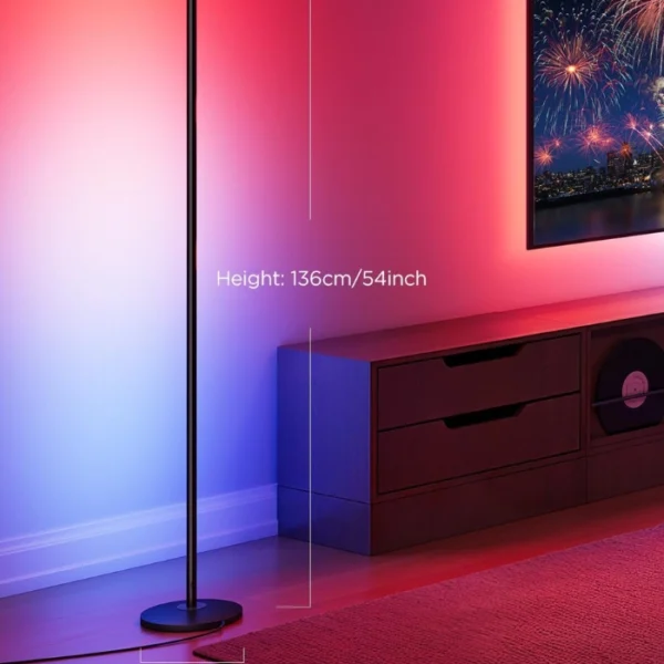 Govee RGBIC Floor Lamp Basic — Lámpara LED, compatible con Alexa, 1000 lúmenes, sincronización musical, 16 millones de colores, negro - Imagen 4