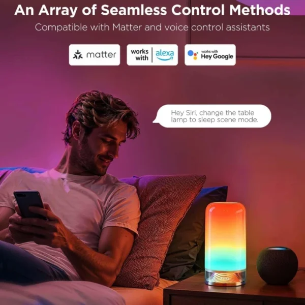 Govee Table Lamp 2 — Lámpara de mesa pequeña táctil, compatible con Matter y Alexa, 64 modos de escena, luz nocturna regulable - Imagen 4