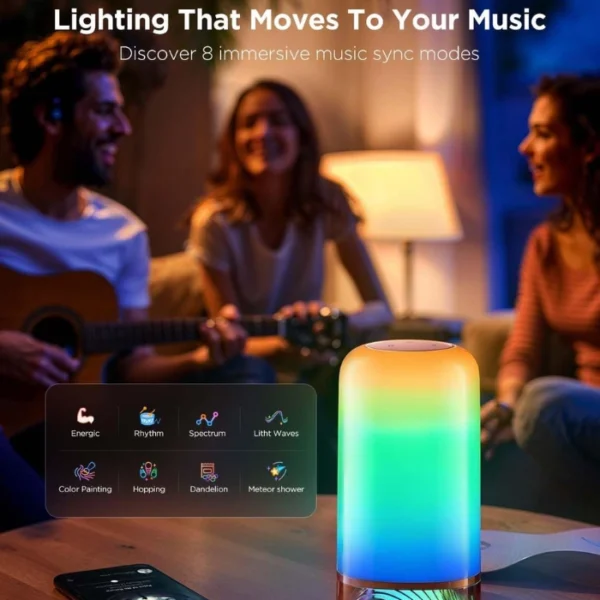 Govee Table Lamp 2 — Lámpara de mesa pequeña táctil, compatible con Matter y Alexa, 64 modos de escena, luz nocturna regulable - Imagen 6