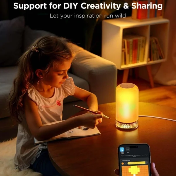 Govee Table Lamp 2 — Lámpara de mesa pequeña táctil, compatible con Matter y Alexa, 64 modos de escena, luz nocturna regulable - Imagen 7