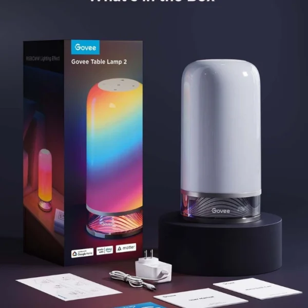 Govee Table Lamp 2 — Lámpara de mesa pequeña táctil, compatible con Matter y Alexa, 64 modos de escena, luz nocturna regulable - Imagen 9