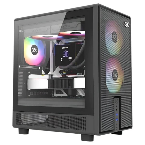 XYZ Atom Black — Caja microATX, 3 Fans 120mm ARGB, controlador, negro - Imagen 7