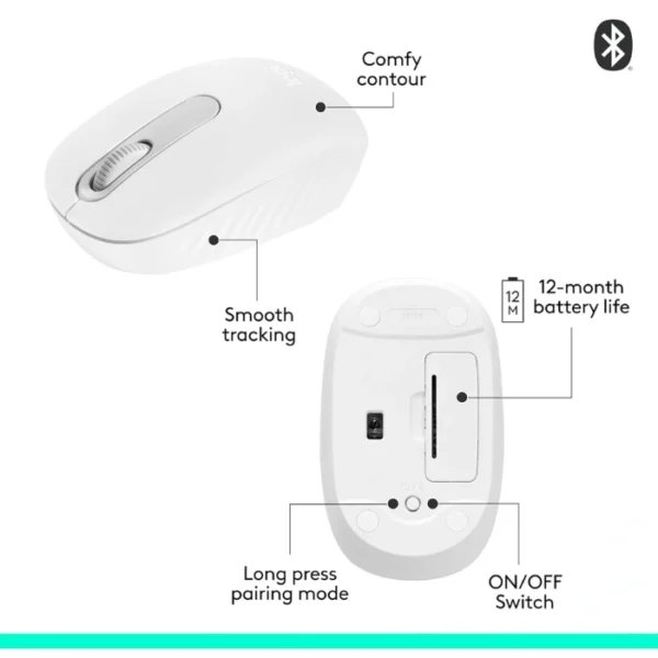 Logitech M196 White — Mouse Bluetooth, inalámbrico, blanco - Imagen 5
