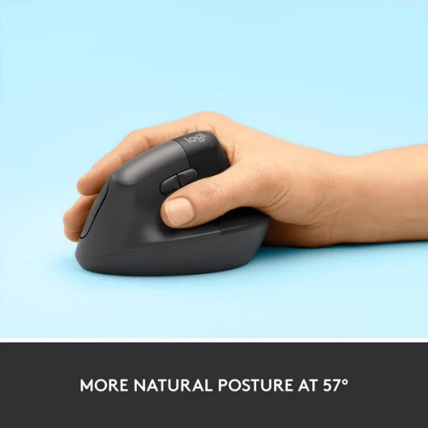 Logitech Lift Vertical Graphite — Mouse Inalámbrico, USB-A, 1000DPI, Grafito - Imagen 3