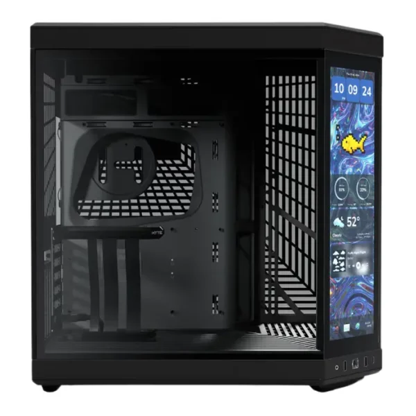 HYTE Y70 Touch Infinite Pitch Black — Caja ATX | Sin Fans | Pantalla táctil 14.5" gen 3 | Negro | CS-HYTE-Y70TTI-BB - Imagen 2