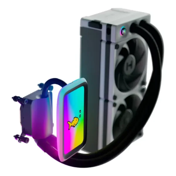 HYTE Thicc Q60 Digital 240mm — Enfriador líquido AiO, 5” Ultraslim HD Display, LGA 1851, 1700, 1200 / AM5, AM4, color negro/blanco - Imagen 2