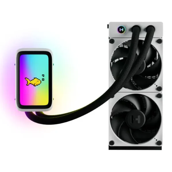 HYTE Thicc Q60 Digital 240mm — Enfriador líquido AiO, 5” Ultraslim HD Display, LGA 1851, 1700, 1200 / AM5, AM4, color negro/blanco - Imagen 4
