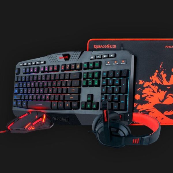 Redragon S101-BA — Combo Teclado membrana, mouse y headset con cable, mousepad, RGB, Español - Imagen 2