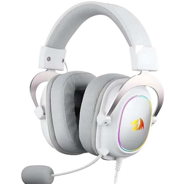 Redragon Zeus-X RGB White — Audífono con cable, 7.1 virtual, color blanco