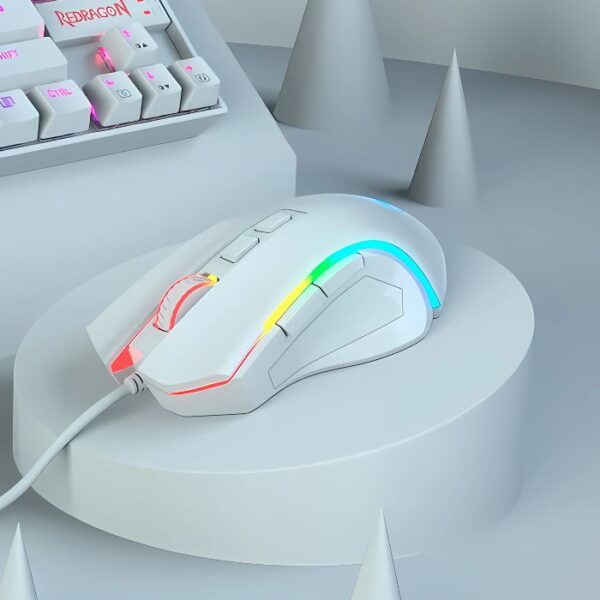 Redragon Griffin White — Mouse con cable, RGB, diestro, color blanco - Imagen 2