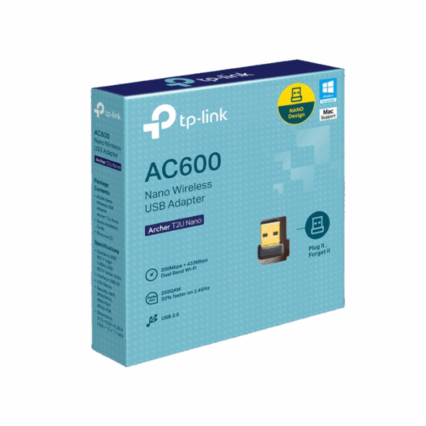 TP-Link Archer T2U Nano — Adaptador WiFi, Doble Banda, AC600, (433+200)Mbps - Imagen 3