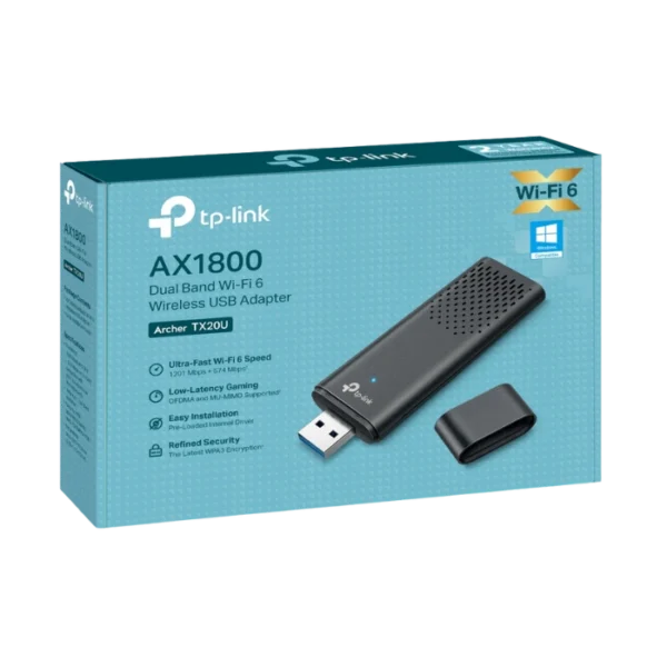 TP-Link Archer TX20U — Adaptador WiFi, USB 3.0, Banda Dual, AX1800, Wi-Fi 6 - Imagen 2