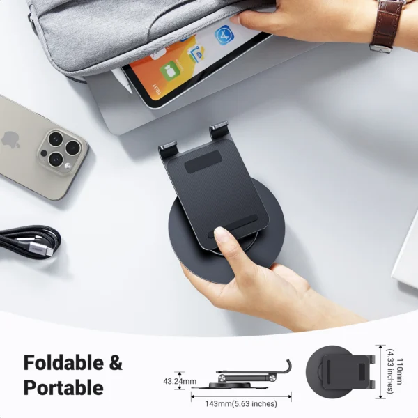 UGREEN LP805 — Soporte para Celular, compatible con dispositivos de hasta 9.7", capacidad 500G, plegable, negro | 35152 - Imagen 3