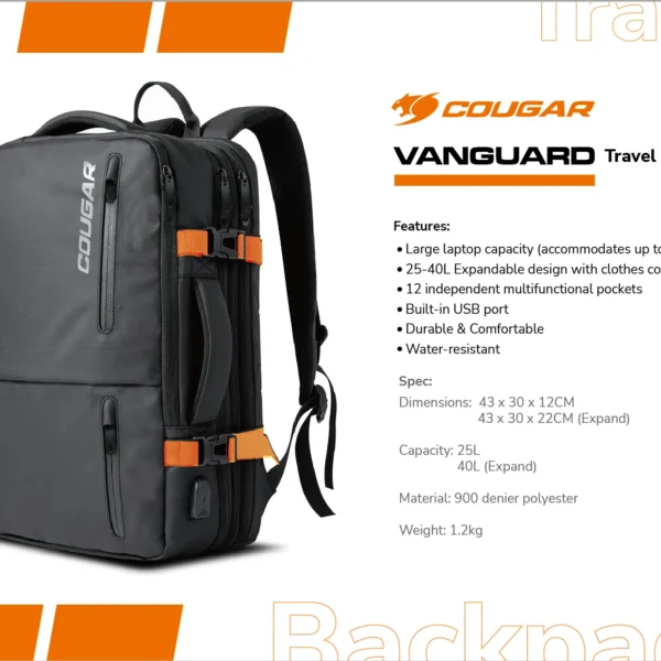 Cougar Vanguard — Mochila para portátiles hasta 17" - Imagen 4