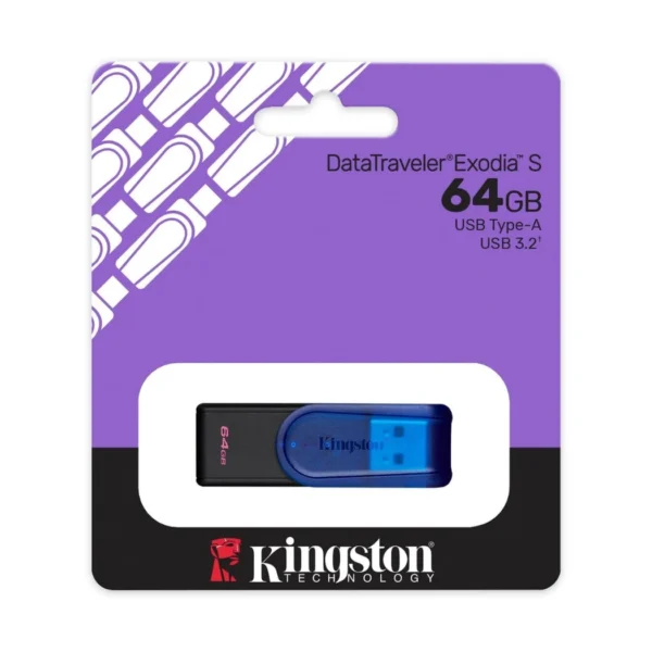 Kingston DataTraveler Exodia S 64GB — Memoria USB | USB-A | USB 3.2 Gen 1 | Azul - Imagen 2