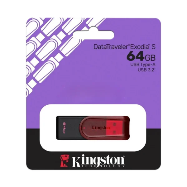 Kingston DataTraveler Exodia S 64GB — Memoria USB | USB-A | USB 3.2 Gen 1 | Rojo - Imagen 2