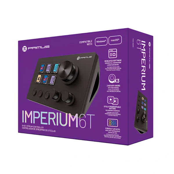 Primus Gaming IMPERIUM6T — Controlador de Streaming y Macros | 6 teclas LCD | 3 botones | 3 perillas - Imagen 2