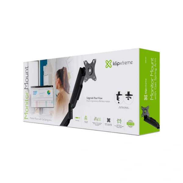 KlipXtreme KMM-401 — Brazo articulado con mecanismo de resorte de gas, para monitores de 17" a 32" - Imagen 2