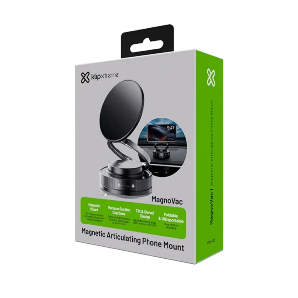 KlipXtreme MagnoVac — Soporte magnético articulado con brazo de triple eje y giro total para ajustar teléfono - Imagen 2