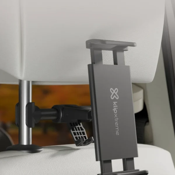 KlipXtreme KMH-250 — Soporte de pantalla hasta 14" | Para reposacabezas de auto | Gancho colgador integrado - Imagen 3