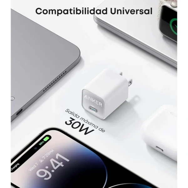 Anker Zolo Charger 30W — Cargador 30W | USB-C | GaN II | Negro - Imagen 2