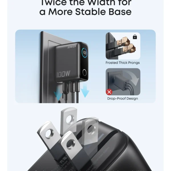 Anker Charger 100W Dark Gray — Cargador 100W | 3 Puertos | Smart Display | Negro - Imagen 5
