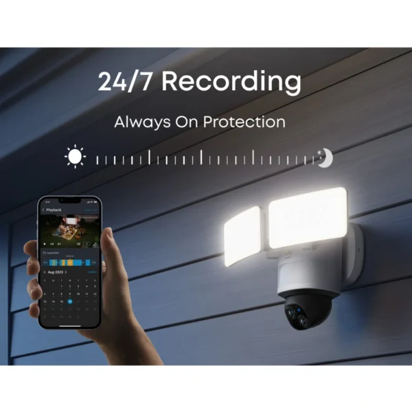 Eufy Floodlight Camera E340 — Cámara de seguridad para exteriores | Resolución 3K | Teleobjetivo de 2K - Imagen 2