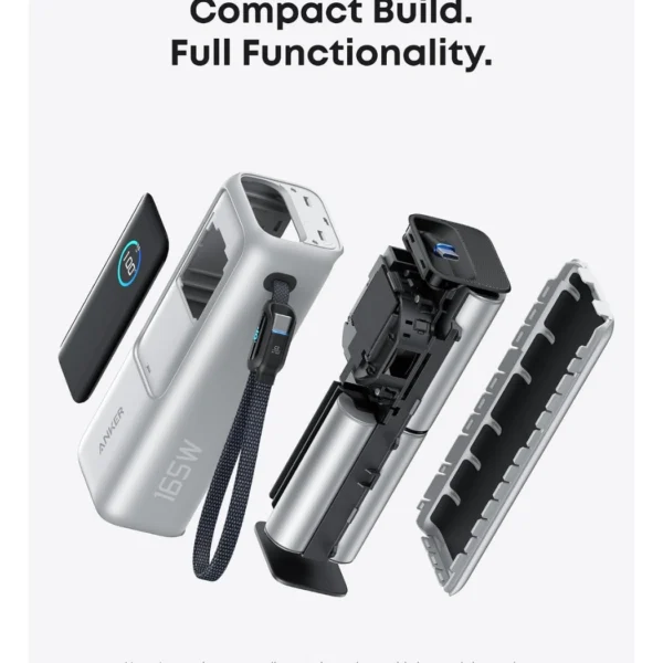 Anker Laptop Power Bank Silver — Batería externa 25,000 mAh | 165W | Cables integrados USB-C | Pantalla inteligente | Plata - Imagen 5