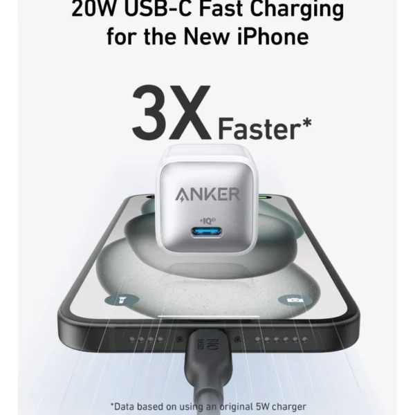 Anker Zolo Charger 20W White — Cargador 20W | 1 Puerto USB-C | PIQ 3.0 | Blanco - Imagen 4