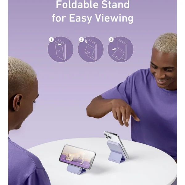 Anker 622 Magnetic Battery (MagGo) Lilac Purple — Batería portátil magnética 5,000mAh | 12W | Para iPhone 12, 13, 14, 15 y 16 (no Mini) - Imagen 4