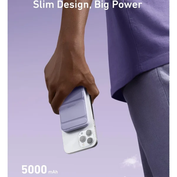 Anker 622 Magnetic Battery (MagGo) Lilac Purple — Batería portátil magnética 5,000mAh | 12W | Para iPhone 12, 13, 14, 15 y 16 (no Mini) - Imagen 2