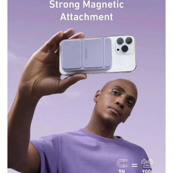 Anker 622 Magnetic Battery (MagGo) Lilac Purple — Batería portátil magnética 5,000mAh | 12W | Para iPhone 12, 13, 14, 15 y 16 (no Mini) - Imagen 5