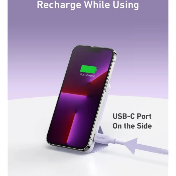 Anker 622 Magnetic Battery (MagGo) Lilac Purple — Batería portátil magnética 5,000mAh | 12W | Para iPhone 12, 13, 14, 15 y 16 (no Mini) - Imagen 6