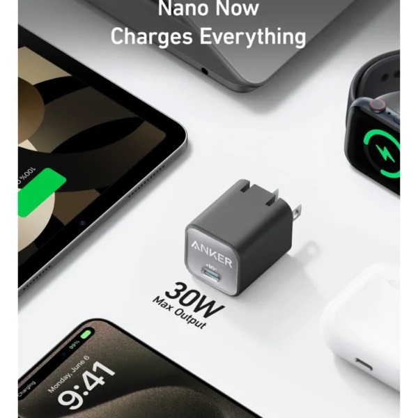 Anker Nano Charger 30W Black — Cargador 30W, USB-C, GaN, PowerIQ 3.0, soporte PPS | Negro - Imagen 3