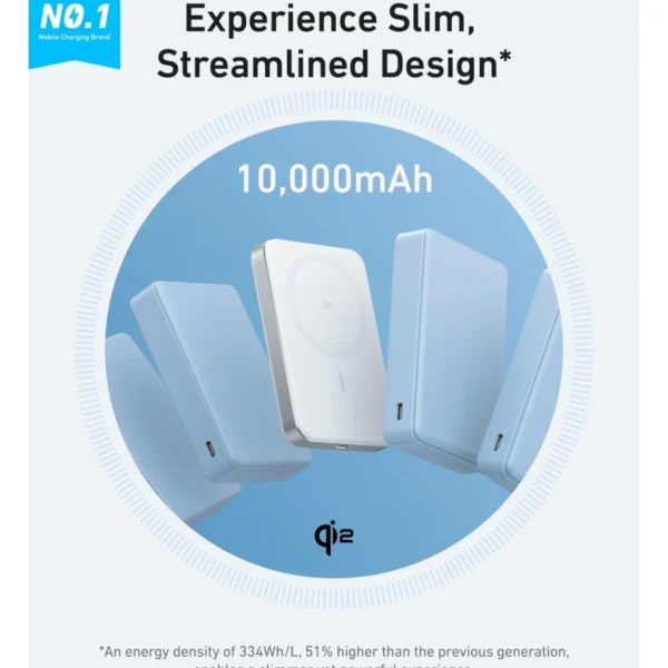 Anker MagGo Power Bank Aurora White — 10,000mAh, Qi2-Certified, 15W Portable Charger, Slim | Blanco - Imagen 6