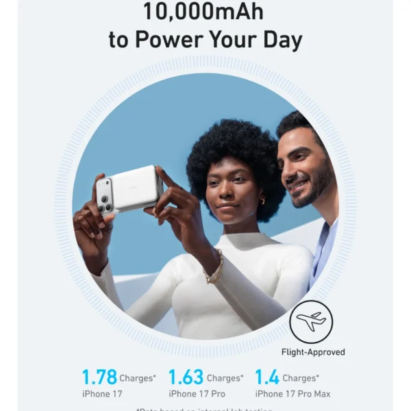 Anker MagGo Power Bank Aurora White — 10,000mAh, Qi2-Certified, 15W Portable Charger, Slim | Blanco - Imagen 5