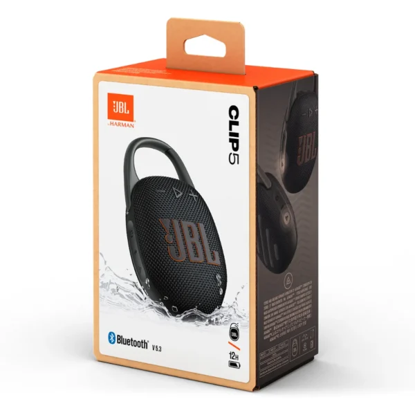 JBL Clip 5 - Altavoz Bluetooth ultraportátil, resistente al agua y al polvo, mosquetón integrado - Negro - Imagen 2