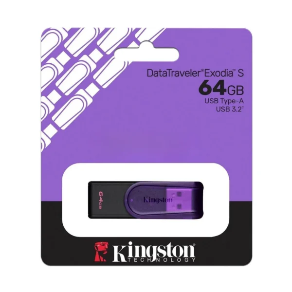 Kingston DataTraveler Exodia S 64GB — Memoria USB | USB-A | USB 3.2 Gen 1 | Morado - Imagen 2